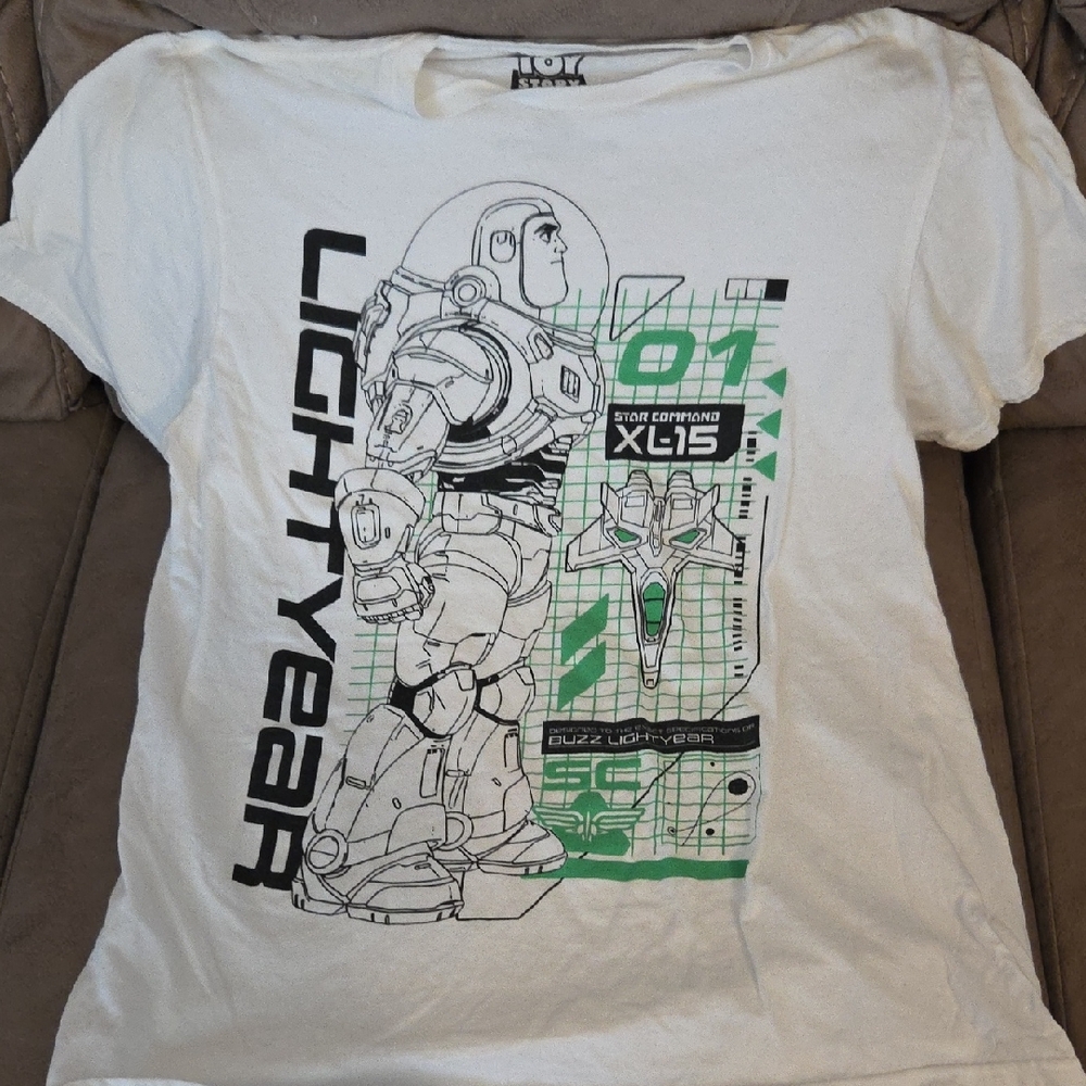 White Graphic Tee with Green Accents